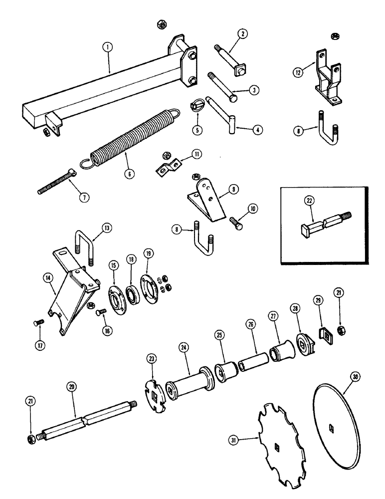 Схема запчастей Case IH F21 - (084) - 4 BLADE WING GANG, REAR RIGHT, 9 INCH SPACING, F21, F21-9-216 