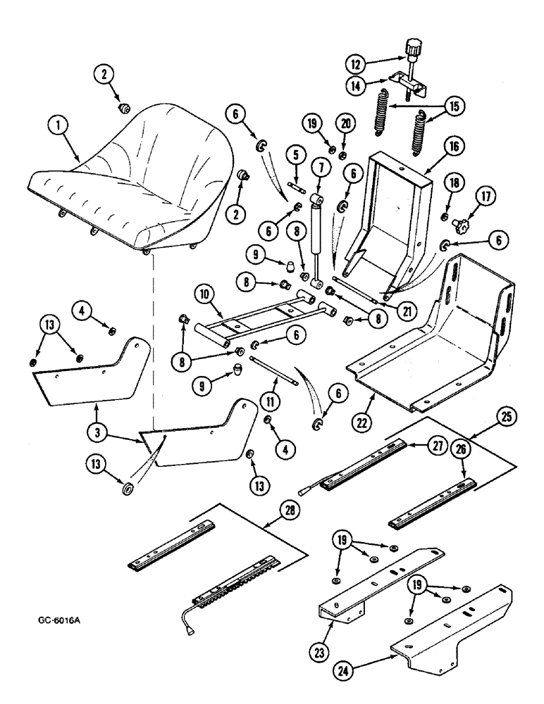 Схема запчастей Case IH 433 - (9-648) - SEAT - GRAMMER, FOR MODELS 433, 533, 633 (09) - CHASSIS/ATTACHMENTS