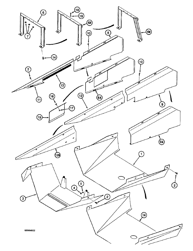 Схема запчастей Case IH 2055 - (9F-16) - PLANT GUARD, PAN, COVERS, AND MUD SHIELDS (12) - CHASSIS