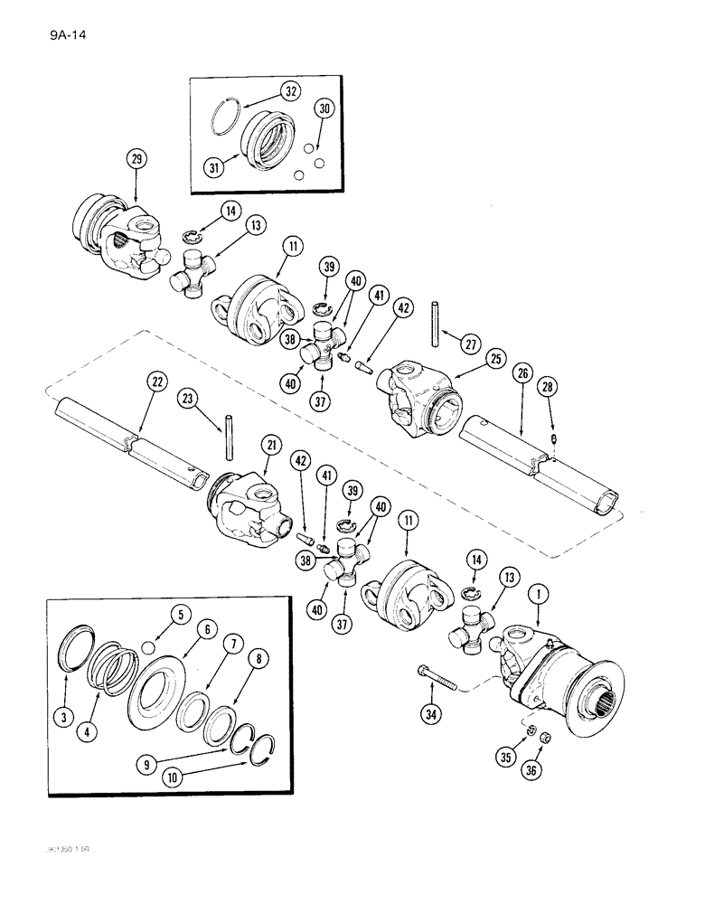 Схема запчастей Case IH 1844 - (9A-014) - AUXILIARY DRUM DRIVE SHAFT (13) - PICKING SYSTEM