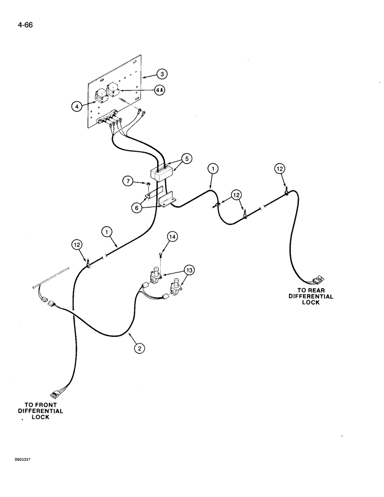 Схема запчастей Case IH 9230 - (4-066) - DIFFERENTIAL LOCK HARNESSES (04) - ELECTRICAL SYSTEMS