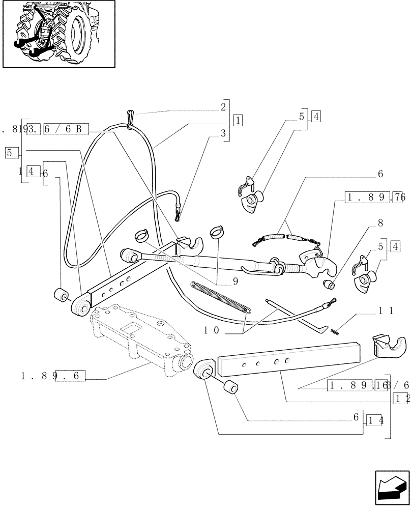 Схема запчастей Case IH JX90U - (1.89.6/06) - (VAR.922) THREE POINT HITCH WITH QUICK ATTACH ENDS & RELATED PARTS " WALTERSCHEID" (09) - IMPLEMENT LIFT