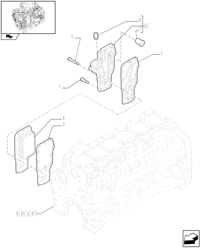 Схема запчастей Case IH MAXXUM 115 - (0.31.5/01) - HEAT EXCHANGER - ENGINE (STD + VAR.330003-332115) (01) - ENGINE