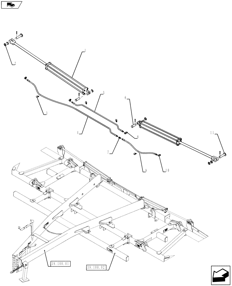 Схема запчастей Case IH 950 - (35.100.02[01]) - WING FOLD HYDAULICS 12 ROW (35) - HYDRAULIC SYSTEMS