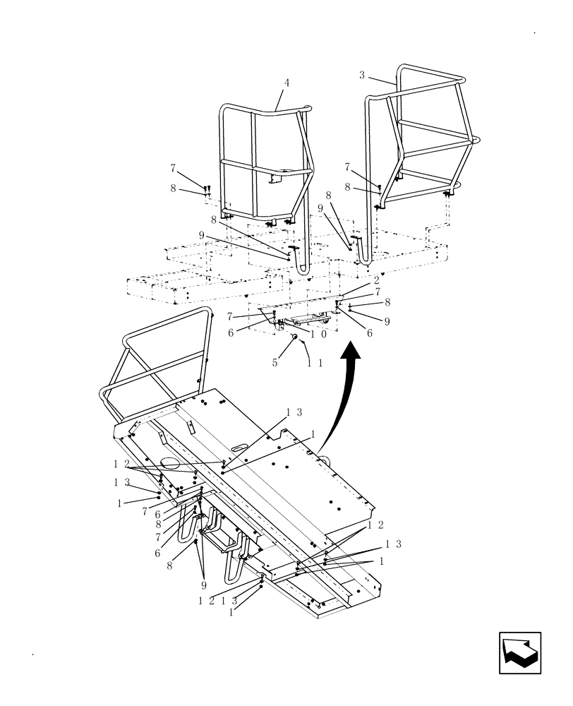 Схема запчастей Case IH 7120 - (90.118.43[01]) - RAILING, REAR - 7120/7120(LA), 8120/8120(LA) (90) - PLATFORM, CAB, BODYWORK AND DECALS