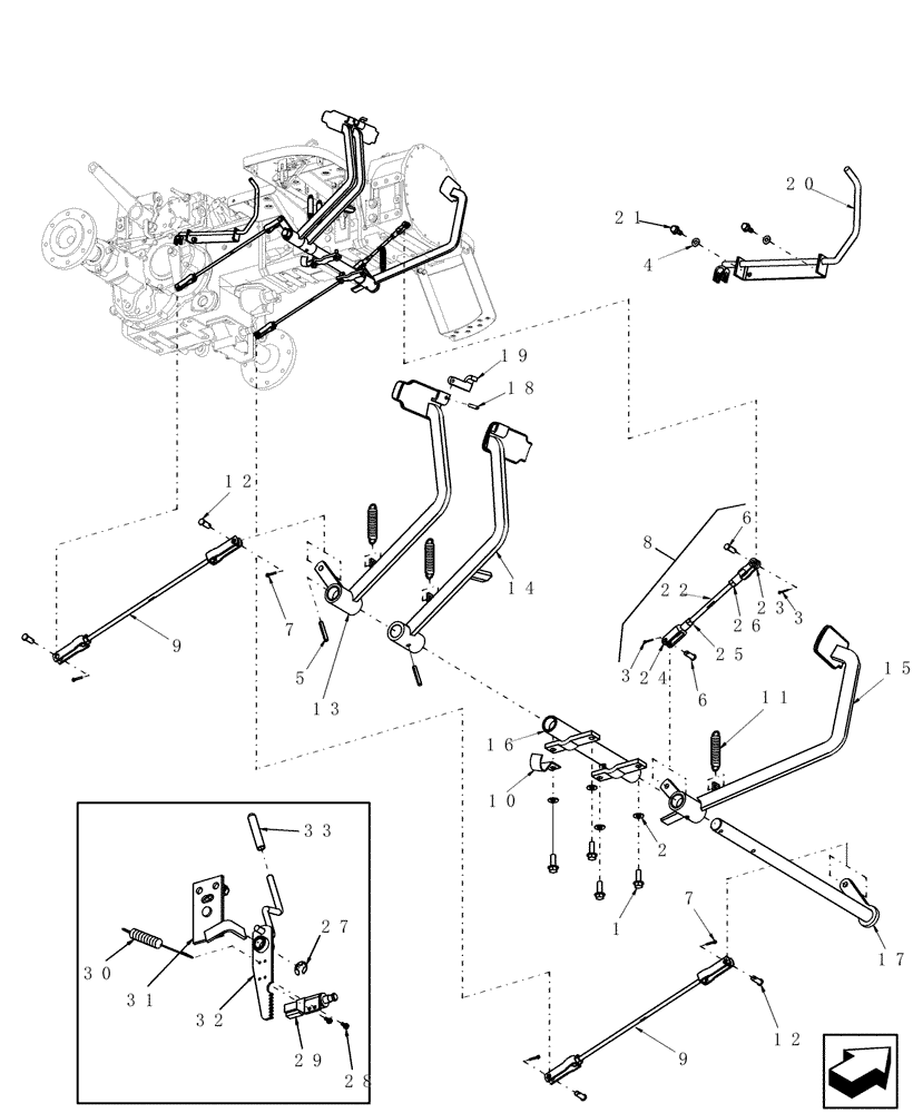 Схема запчастей Case IH FARMALL 45 - (03.01) - BRAKE & CLUTCH PEDAL, 12X12 (03) - TRANSMISSION