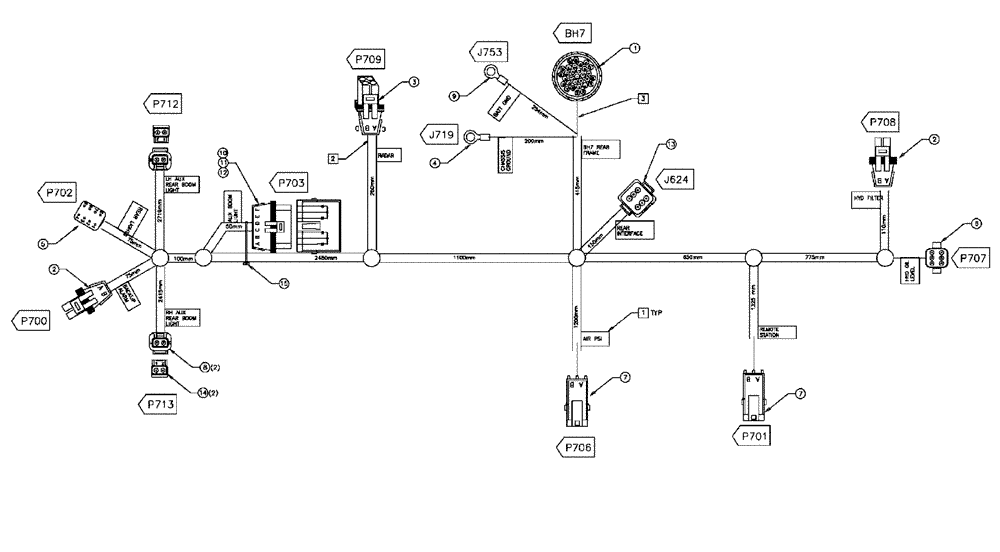 Схема запчастей Case IH FLX4510 - (08-009) - HARNESS REAR FRAME (06) - ELECTRICAL