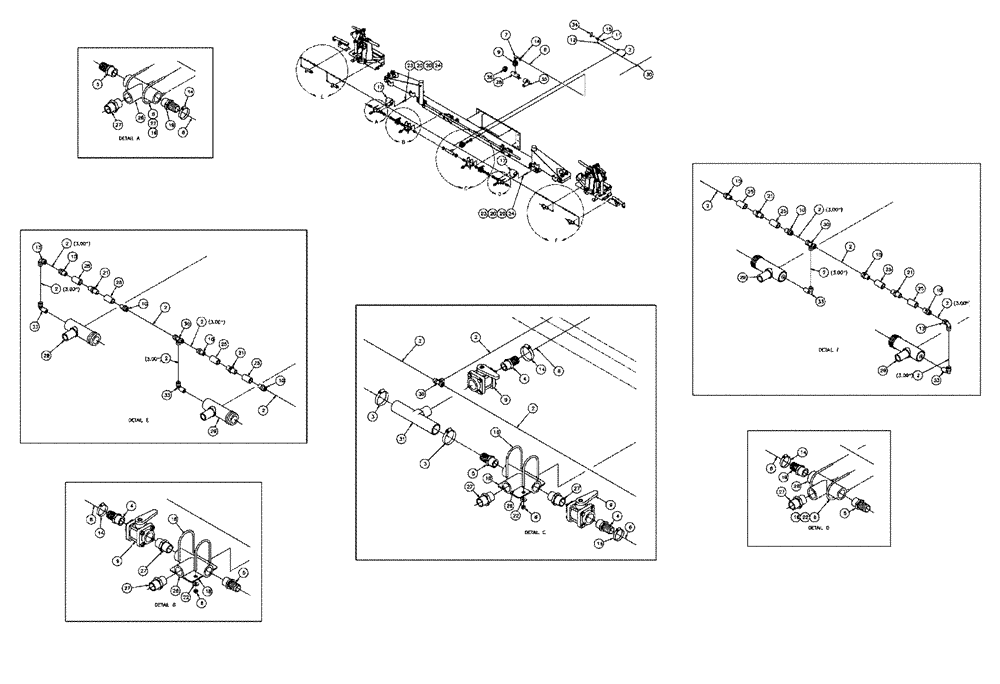 Схема запчастей Case IH FLX610 - (05-003) - LIQUID RECOVERY 60-85’/30" Liquid Plumbing