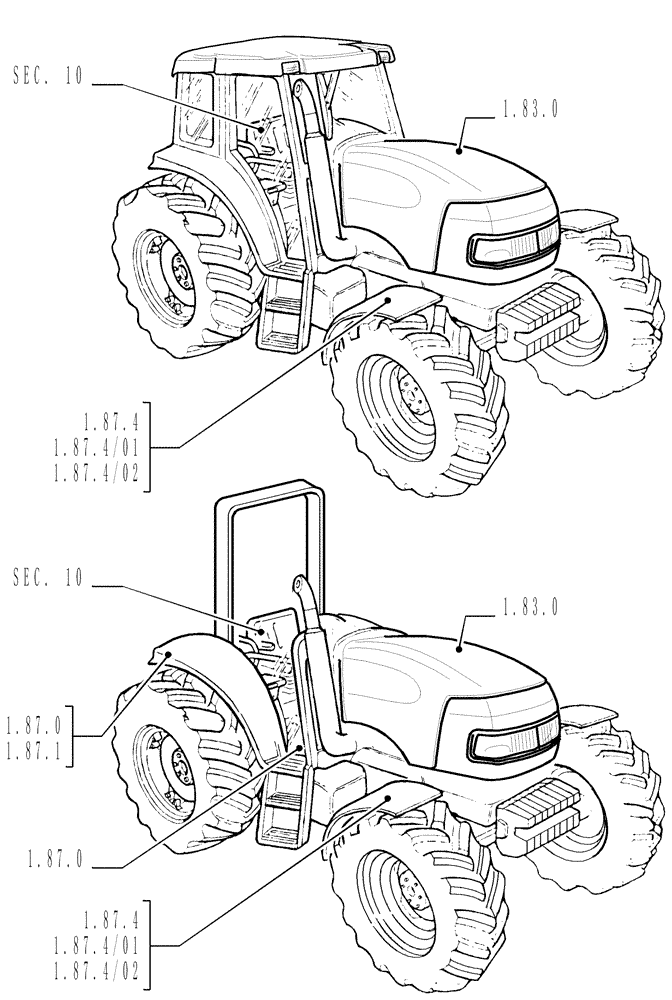 Схема запчастей Case IH MXU100 - (SEC. 08) - SHEET METAL (00) - GENERAL