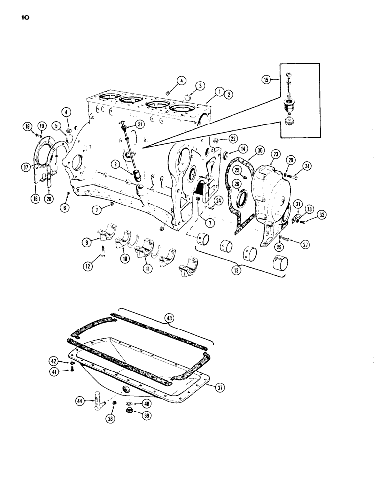 Схема запчастей Case IH A301D - (10) - CYLINDER BLOCK ASSEMBLY / OIL PAN, DIESEL ENGINE 