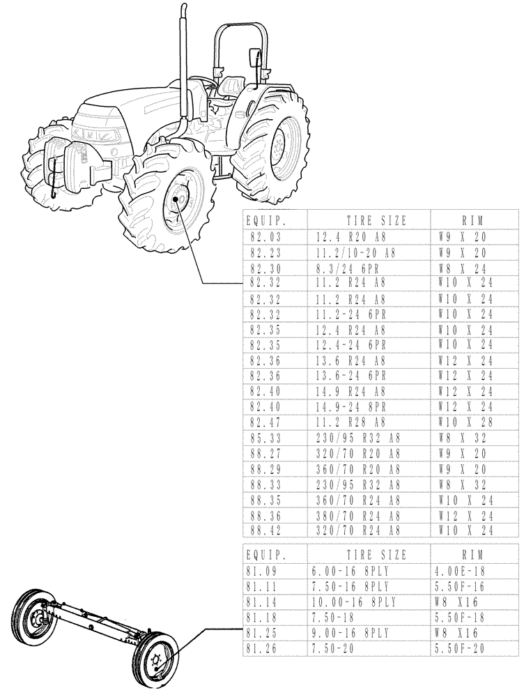 Схема запчастей Case IH JX95 - (80.00 SEC. 11[01]) - TRACTION (11) - WHEELS/TRACKS