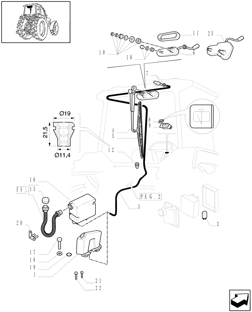 Схема запчастей Case IH MXM190 - (1.91.5[03]) - REAR WINDSHIELD WIPER (10) - OPERATORS PLATFORM/CAB