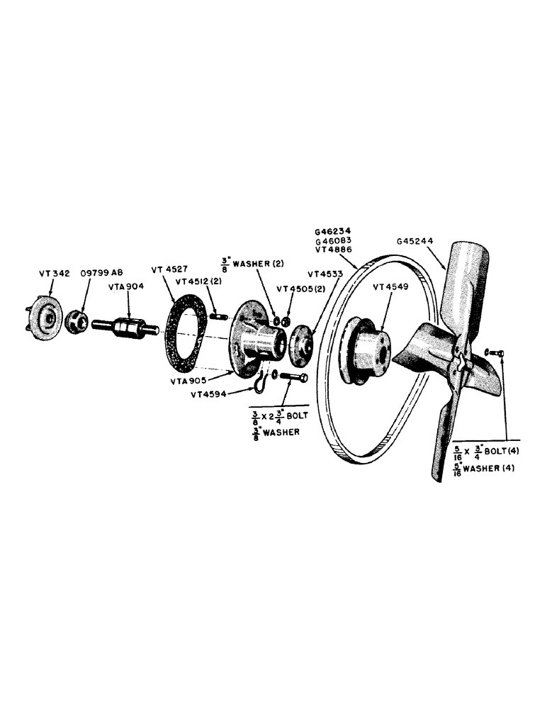 Схема запчастей Case IH 500B-SERIES - (017) - WATER PUMP AND FAN (02) - ENGINE