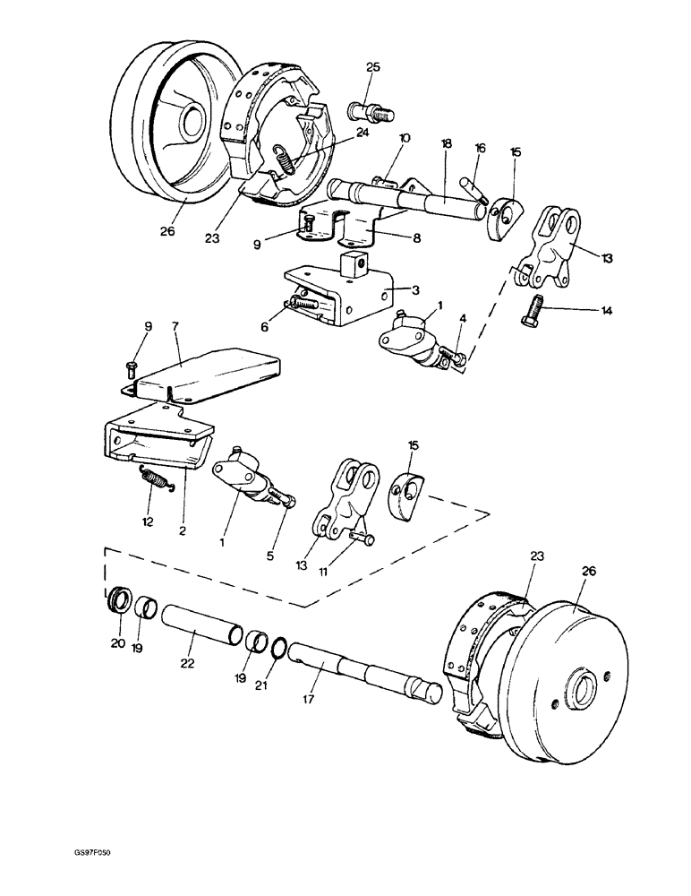 Схема запчастей Case IH 885N - (7-06) - SLAVE CYLINDERS AND BRAKE SHOES, 885Q AND 885SK TRACTORS (07) - BRAKES