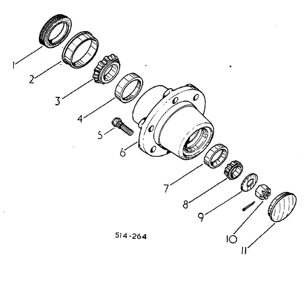 Схема запчастей Case IH 884 - (14-004) - FRONT WHEEL HUB, BEARING AND CAP - ADJUSTABLE FRONT AXLE - STRAIGHT Suspension