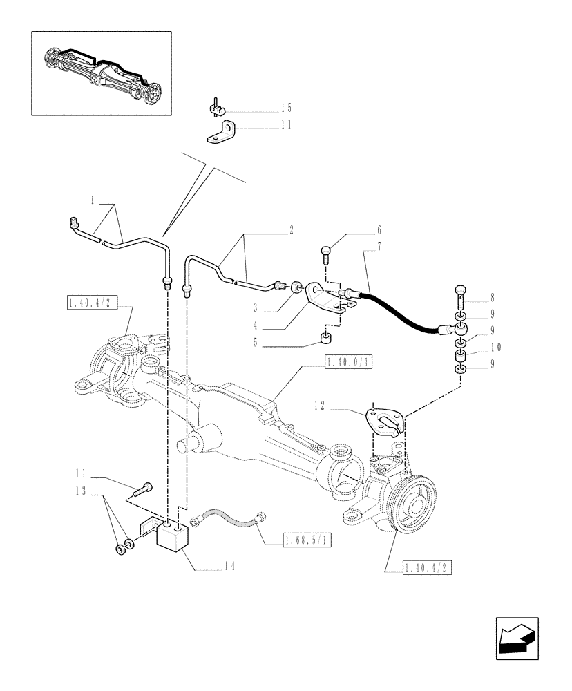 Схема запчастей Case IH MXM140 - (1.40.4/13[02]) - (VAR.452) 4WD FRONT AXLE WITH BRAKES FOR TERRALOCK - BRAKES (04) - FRONT AXLE & STEERING