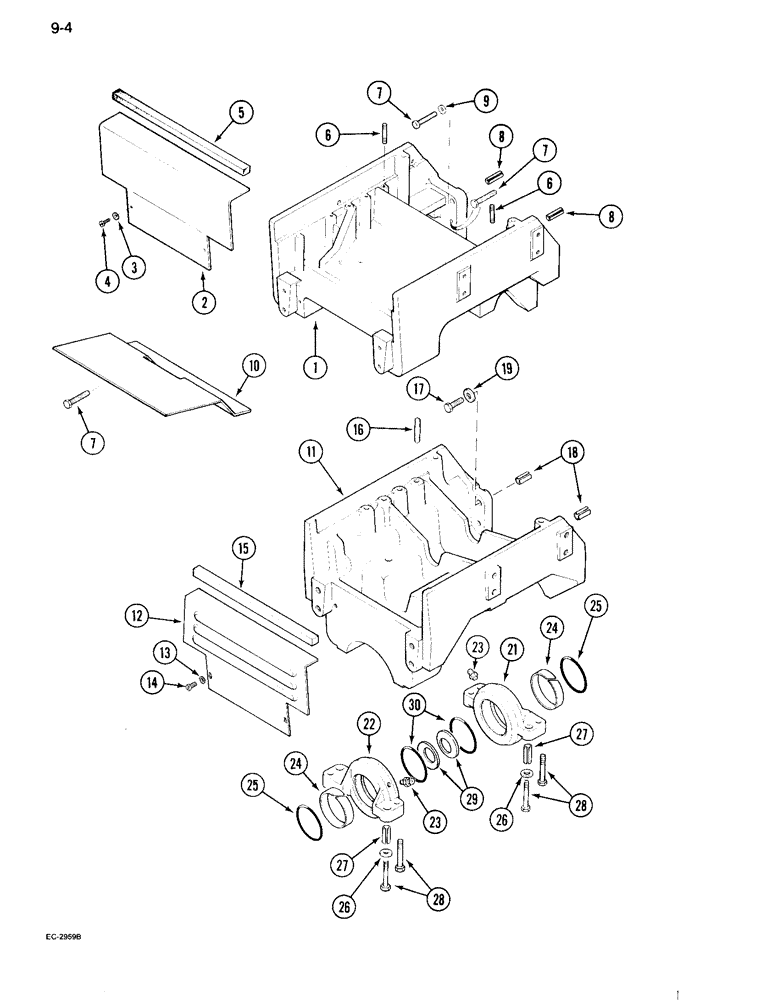 Схема запчастей Case IH 995 - (9-004) - FRONT BOLSTERS, CAST (09) - CHASSIS/ATTACHMENTS