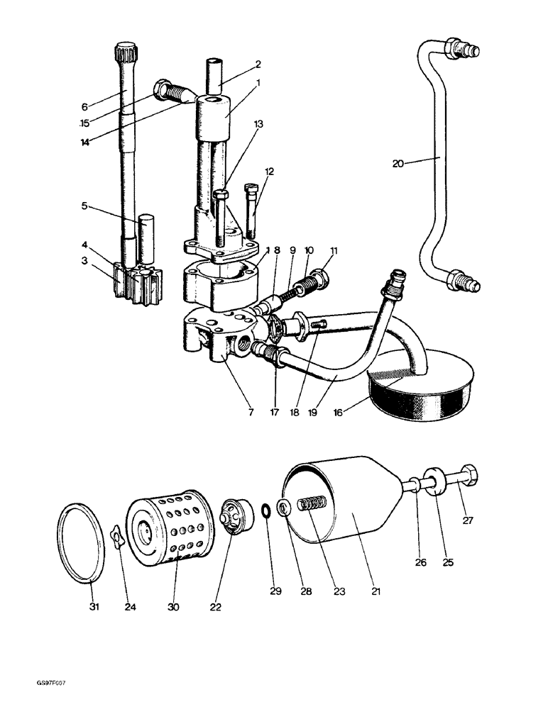 Схема запчастей Case IH 885N - (2-10) - LUBRICATING OIL PUMP, PIPES AND FILTER (02) - ENGINE