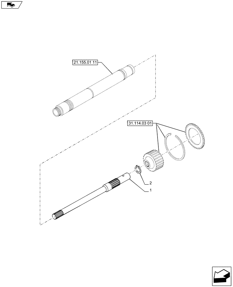 Схема запчастей Case IH PUMA 185 - (21.155.21) - TRANSMISSION 19X6 FPS - PTO SHAFT (VAR.728147-729571) (21) - TRANSMISSION