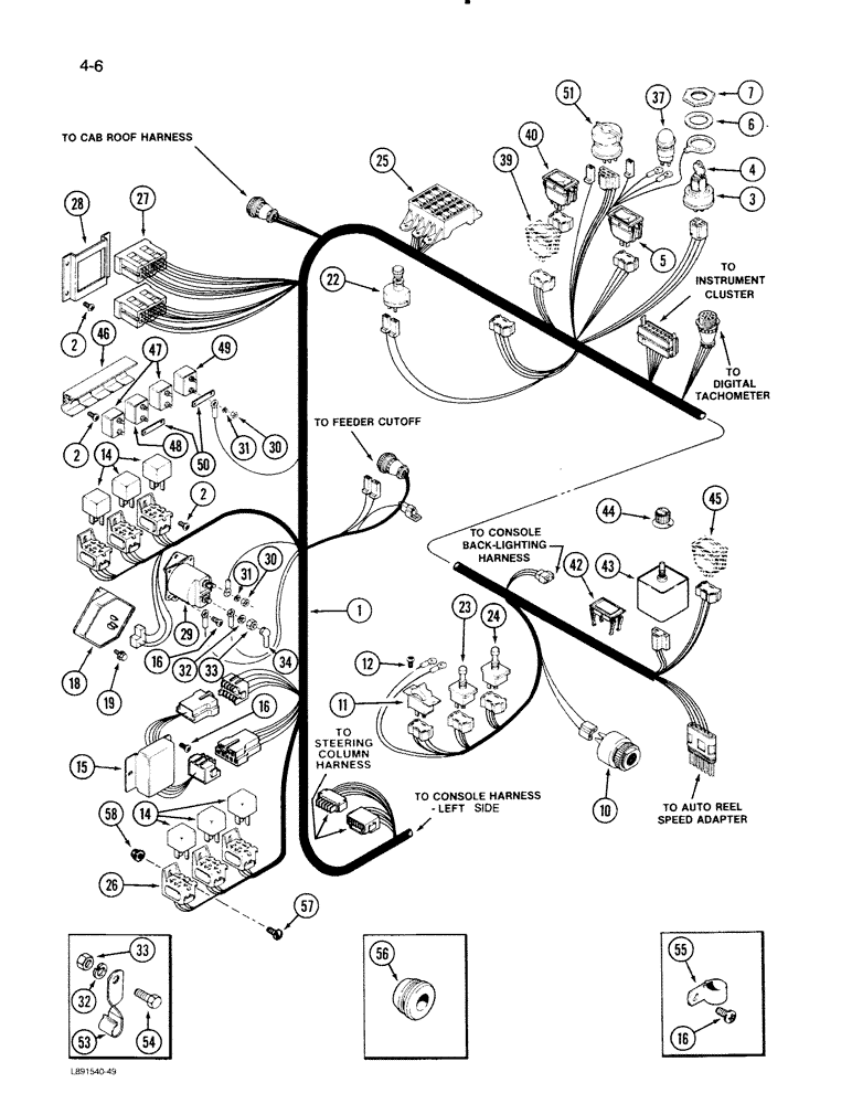 Схема запчастей Case IH 1670 - (4-06) - CONSOLE HARNESS, RIGHT SIDE (06) - ELECTRICAL