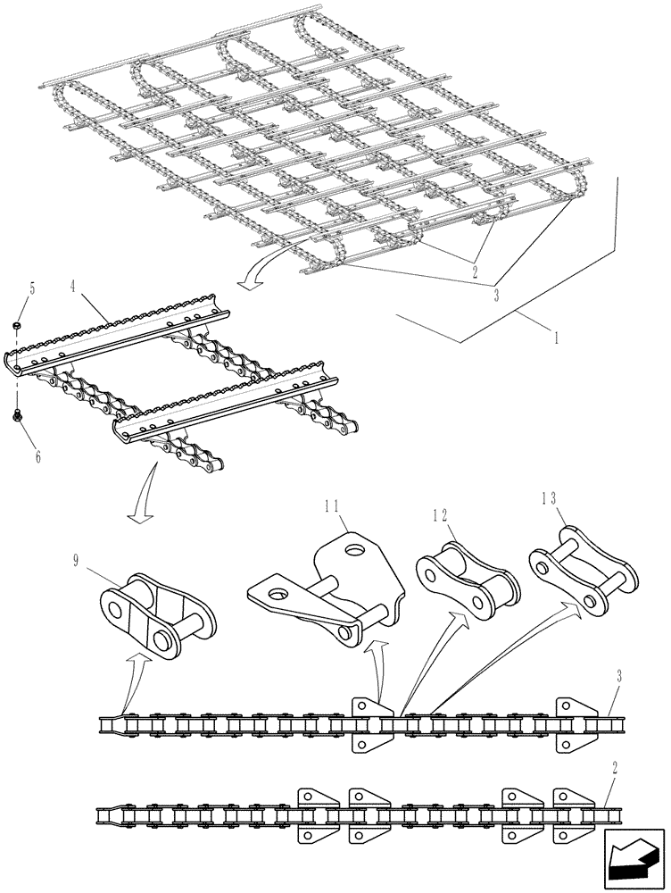 Схема запчастей Case IH 9230 - (60.105.03) - CHAIN ASSY AND FEEDER SLATS (60) - PRODUCT FEEDING