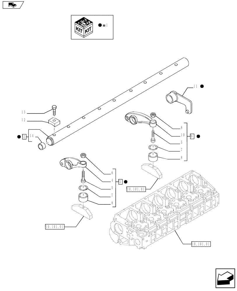 Схема запчастей Case IH F3DFE613B A001 - (10.106.02) - SHAFT & ROCKER ARMS (504386670) (10) - ENGINE