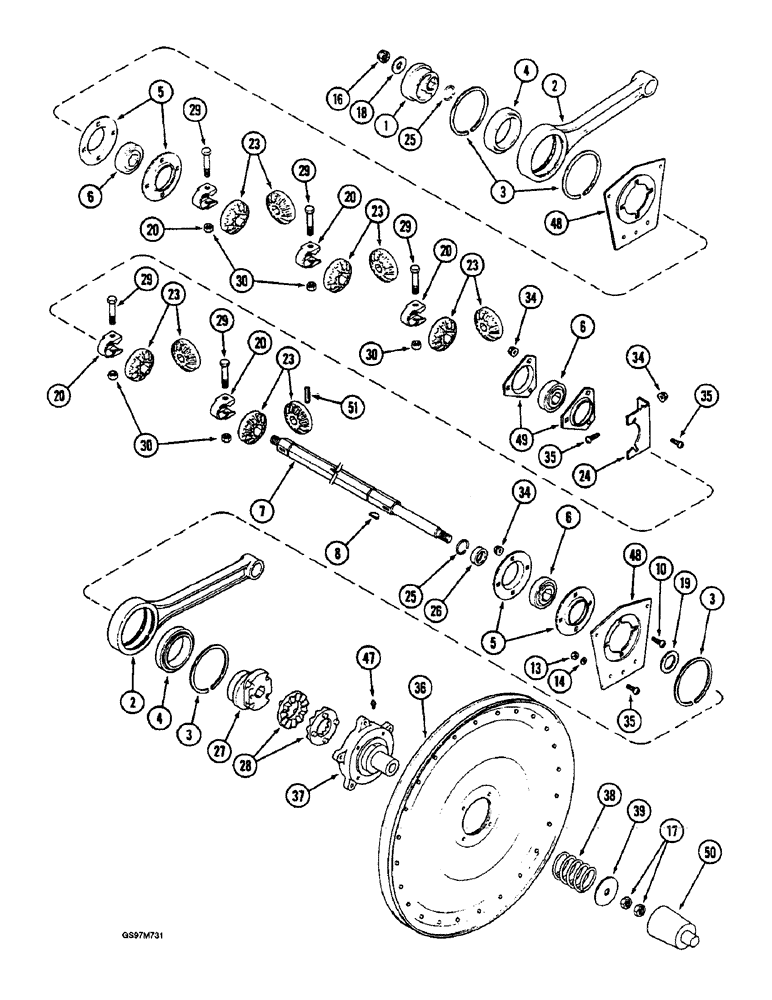 Схема запчастей Case IH 1660 - (9B-38) - SHAKER SHAFT AND AUGER DRIVE, STANDARD DRIVE, PRIOR TO P.I.N JJC0039550 (14) - ROTOR, CONCANVES & SIEVE