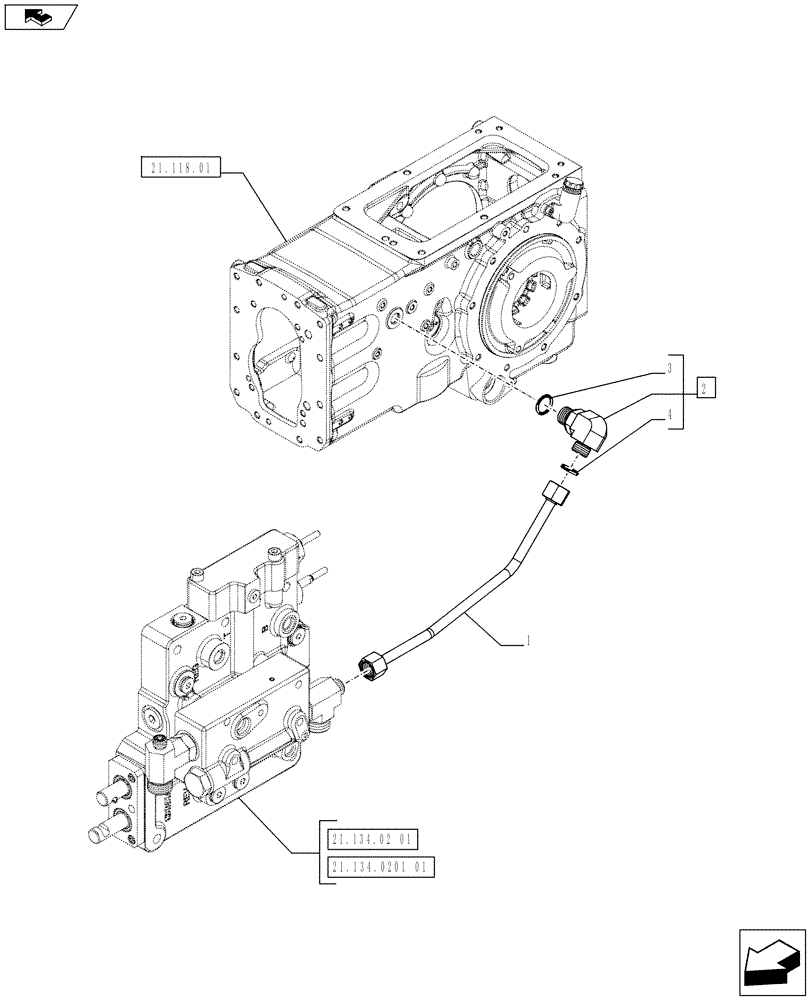 Схема запчастей Case IH FARMALL 65C - (21.104.0102) - HYDRAULIC GEAR BOX CONTROLS (POWER SHUTTLE) - DELIVERY LUBR. PIPE (VAR.332068-334068-331069-332069 / 743557) (21) - TRANSMISSION