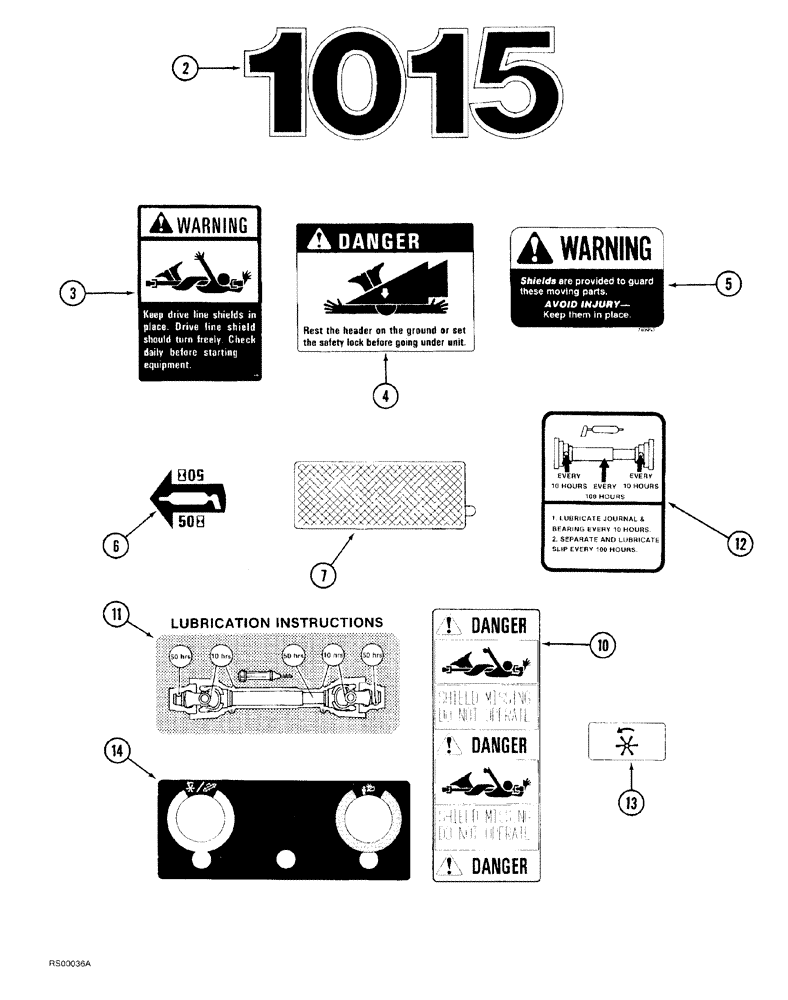 Схема запчастей Case IH 1015 - (9-048) - DECALS (90) - PLATFORM, CAB, BODYWORK AND DECALS