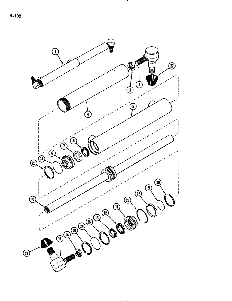 Схема запчастей Case IH 2294 - (5-132) - STEERING CYLINDER (05) - STEERING