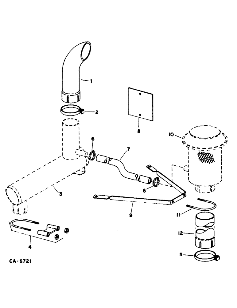 Схема запчастей Case IH 1480 - (12-03) - POWER, ASPIRATED PRE-CLEANER PRE-SCREENER, FACTORY INSTALLED ASPIRATOR ATTACHMENT W/MUFFLER Power
