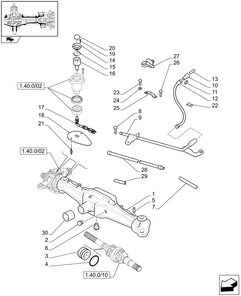 Схема запчастей Case IH PUMA 195 - (1.40.0/01) - 4WD FRONT AXLE - BOX (04) - FRONT AXLE & STEERING