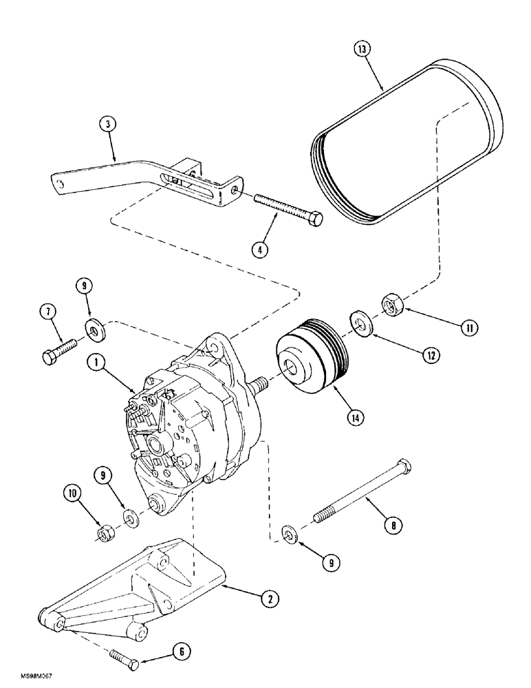 Схема запчастей Case IH 9370 QUADTRAC - (4-034) - ALTERNATOR MOUNTING, P.I.N. JEE0074062 AND AFTER (04) - ELECTRICAL SYSTEMS