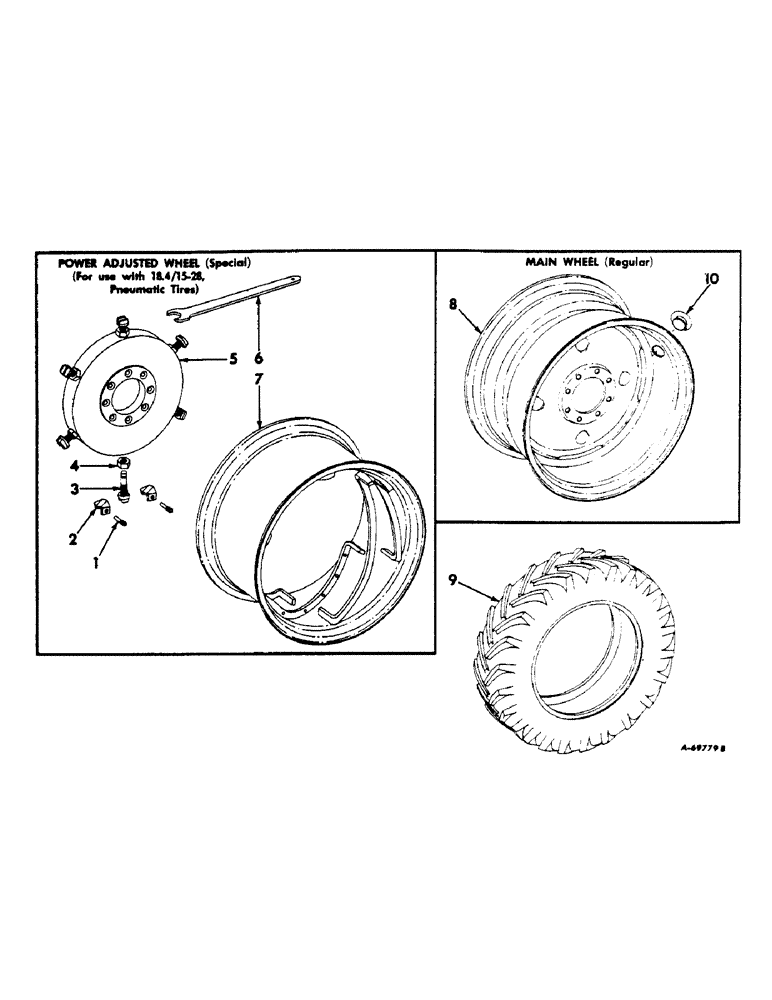 Схема запчастей Case IH 303 - (051) - MAIN WHEEL, TIRES AND TUBE, REGULAR (44) - WHEELS