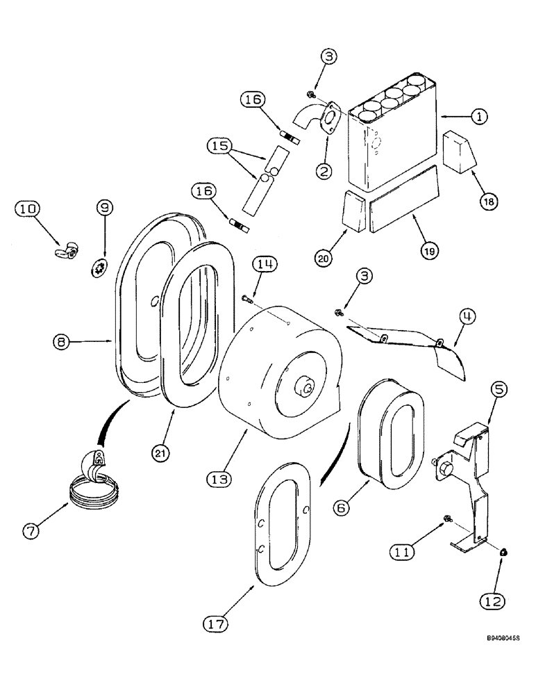 Схема запчастей Case IH 2144 - (9G-38) - HEATING AND AIR CONDITIONING SYSTEM, PRESSURIZER BLOWER, AIR FILTER AND PRECLEANER MOUNTING (10) - CAB & AIR CONDITIONING
