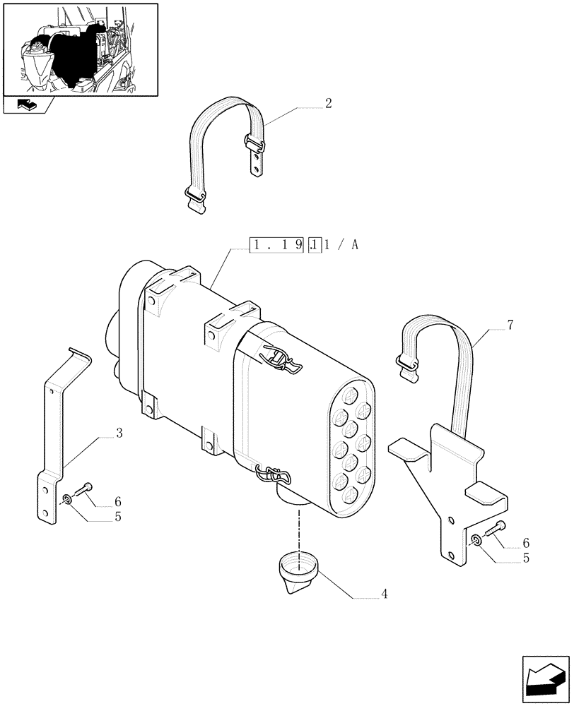 Схема запчастей Case IH FARMALL 85N - (1.19.1[03]) - DRY AIR CLEANER & RELATED PARTS (02) - ENGINE EQUIPMENT