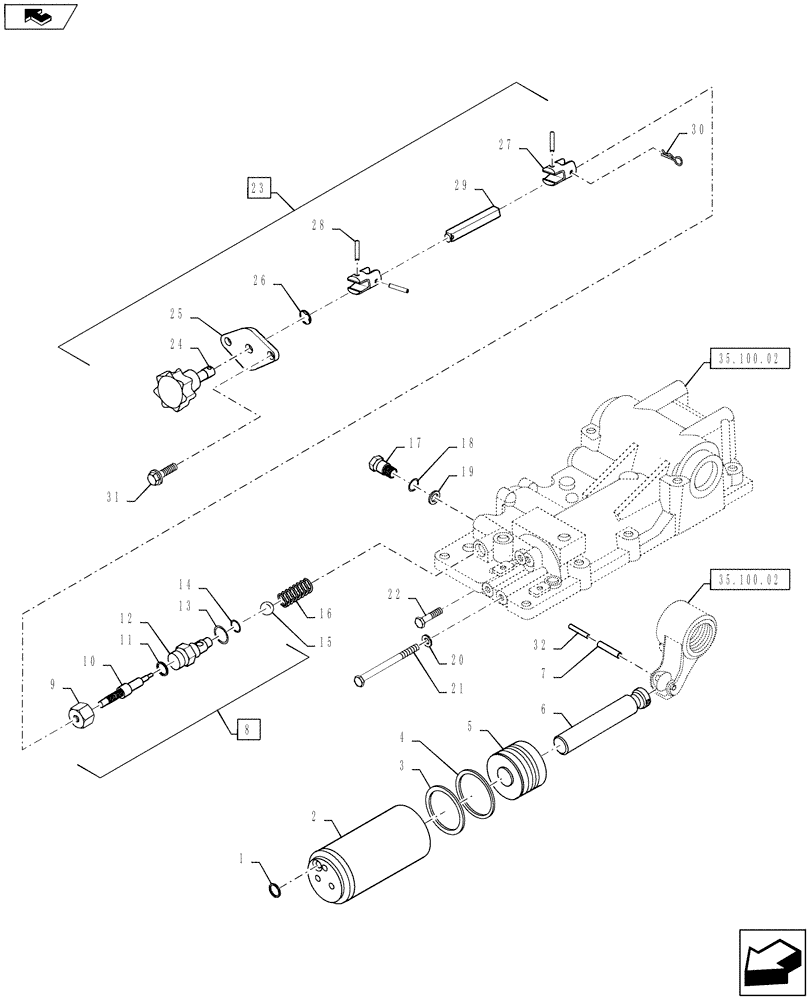 Схема запчастей Case IH FARMALL 50B - (35.100.08) - HYDRAULIC CYLINDER (35) - HYDRAULIC SYSTEMS