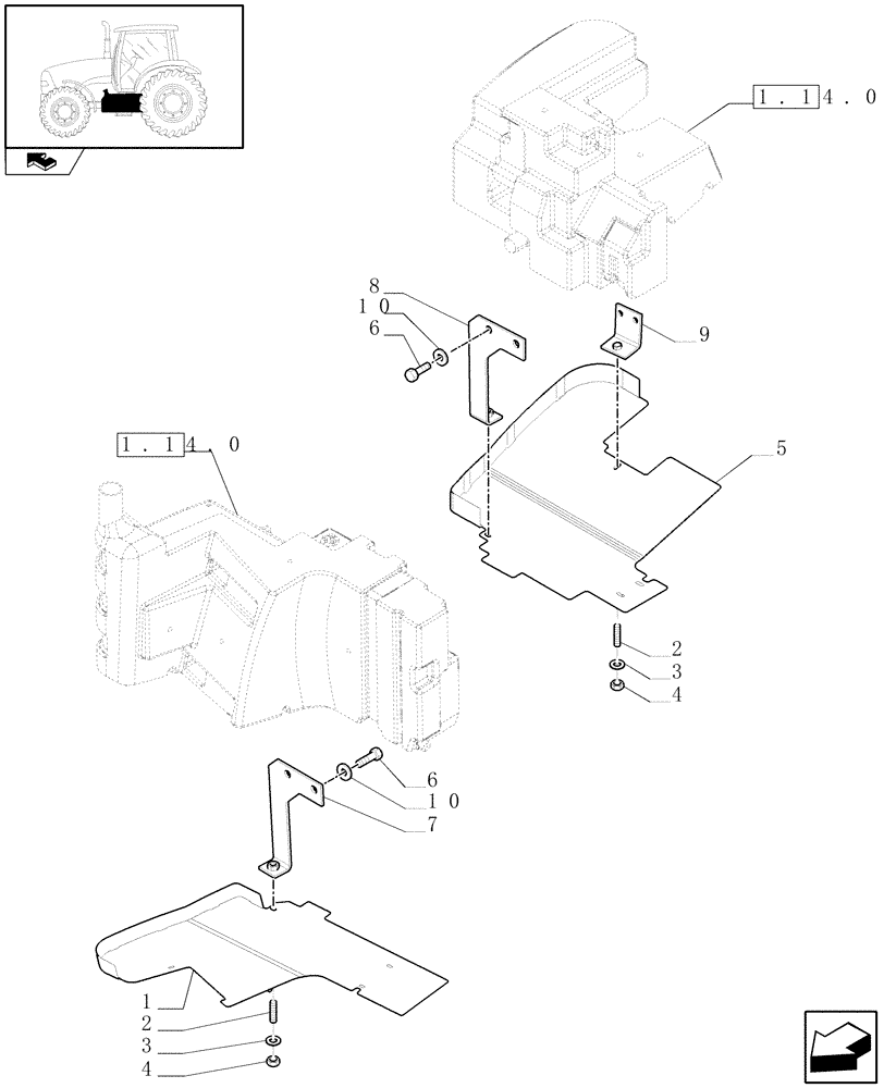 Схема запчастей Case IH PUMA 165 - (1.14.7/01) - (VAR.100-131) FUEL TANK GUARDS (02) - ENGINE EQUIPMENT