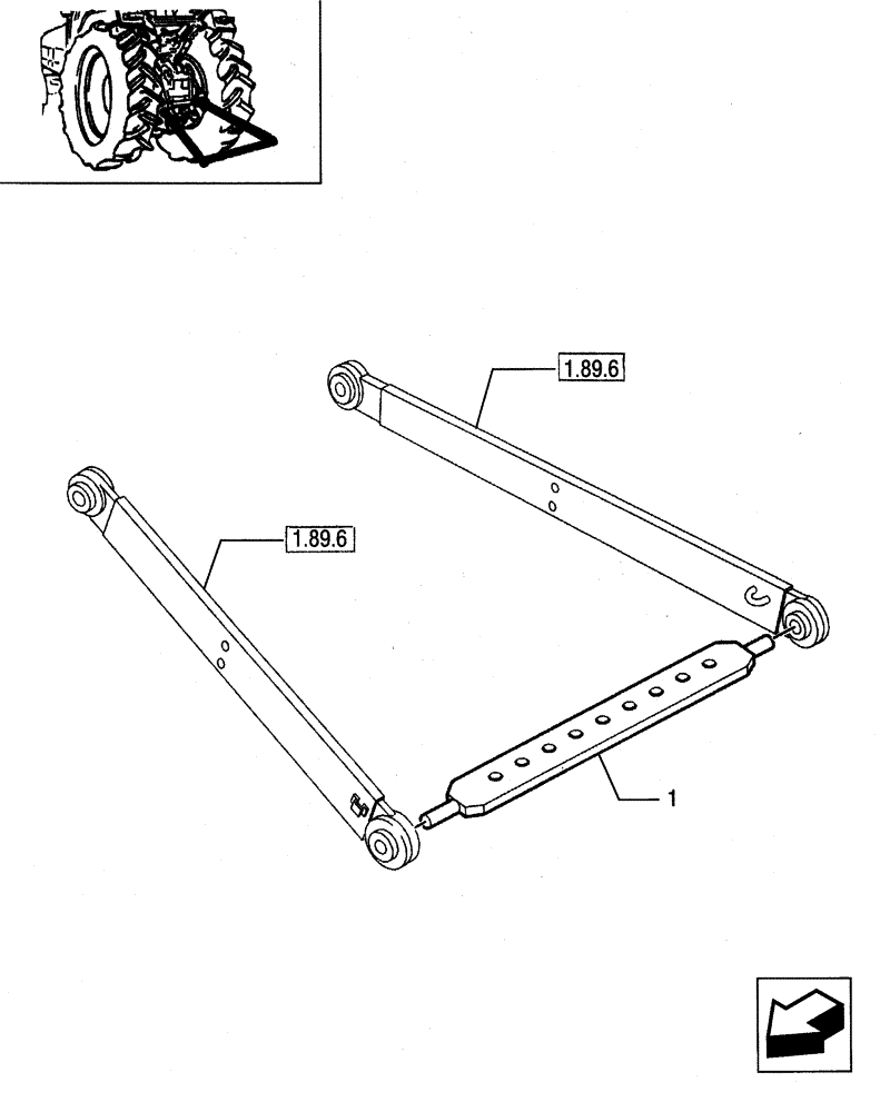 Схема запчастей Case IH JX95 - (1.89.6/01) - VAR - 899, 330899 - IMPLEMENT ATTACHMENT DEVICE - LIFT ARMS AND SPRAG (09) - IMPLEMENT LIFT