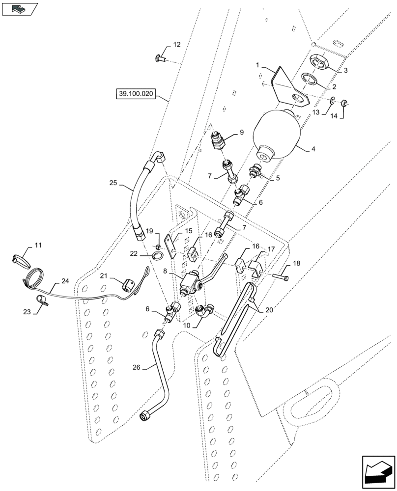 Схема запчастей Case IH LB424R XL - (33.240.010) - EMERGENCY BRAKES SYSTEM (33) - BRAKES & CONTROLS