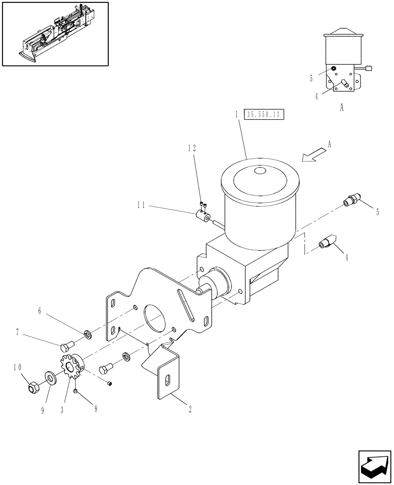 Схема запчастей Case IH SB541C - (35.550.14) - HYDRAULIC BALE TENSION OIL PUMP MOUNTING (35) - HYDRAULIC SYSTEMS
