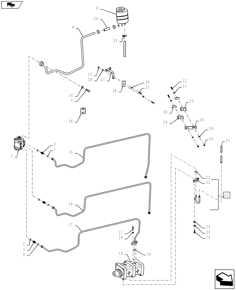 Схема запчастей Case IH FARMALL 65A - (41.200.02) - STEERING RESERVOIR TO PUMP CIRCUIT (41) - STEERING
