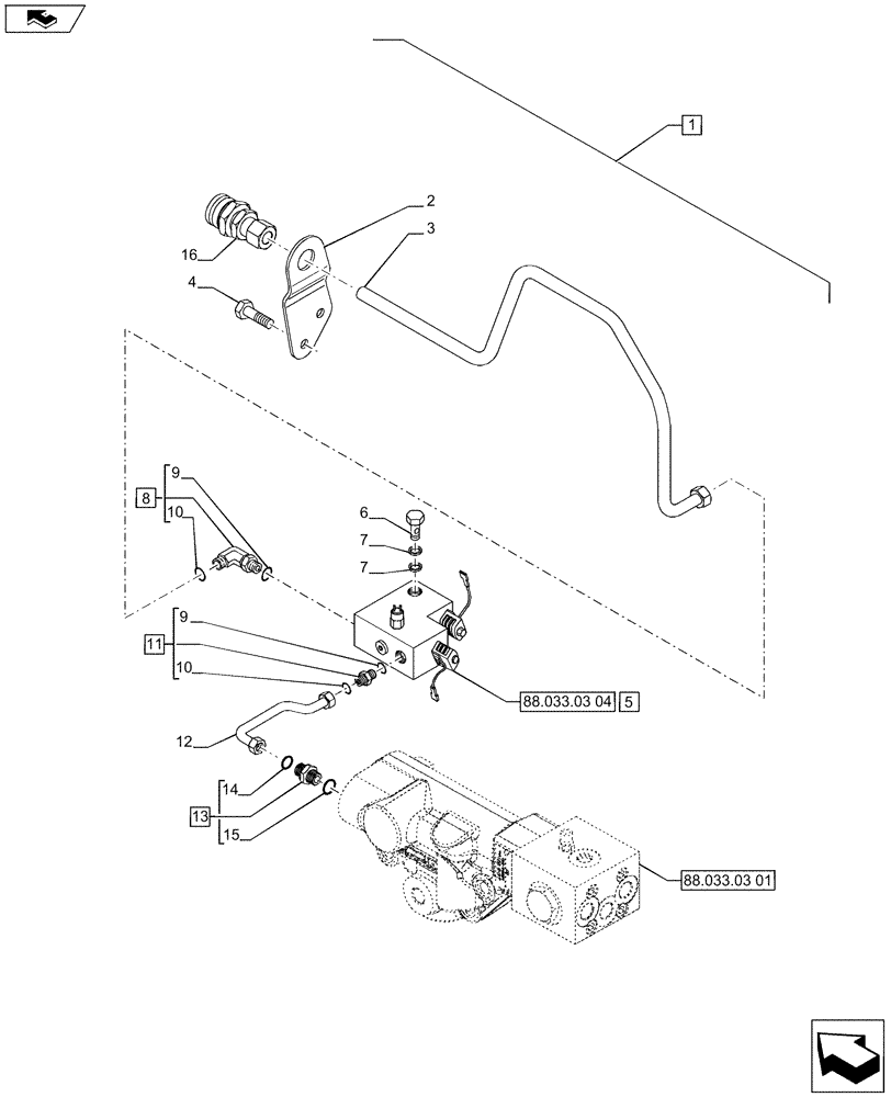 Схема запчастей Case IH PUMA 200 - (88.033.03[02]) - DIA KIT - HYDRAULIC TRAILER BRAKE (ITALY) (88) - ACCESSORIES