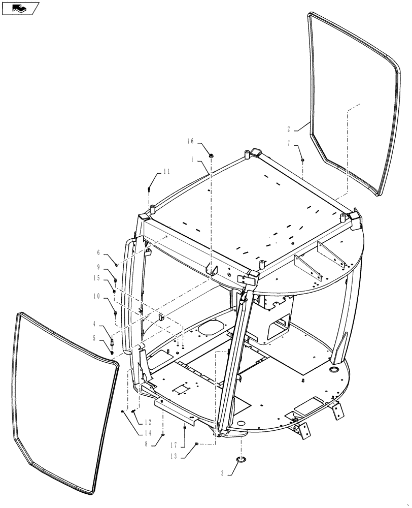 Схема запчастей Case IH 4420 - (02-003[01]) - CAB EXTERIOR GROUP Cab Exterior