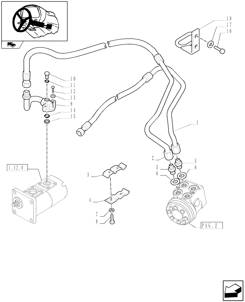 Схема запчастей Case IH FARMALL 85C - (1.92.63[03]) - POWER STEERING PIPES (10) - OPERATORS PLATFORM/CAB