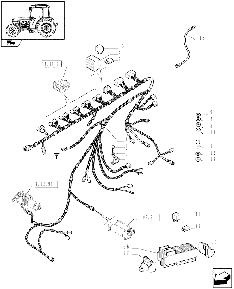 Схема запчастей Case IH FARMALL 65C - (1.92.75[04]) - ELECTRIC CONTROLS - W/CAB (10) - OPERATORS PLATFORM/CAB