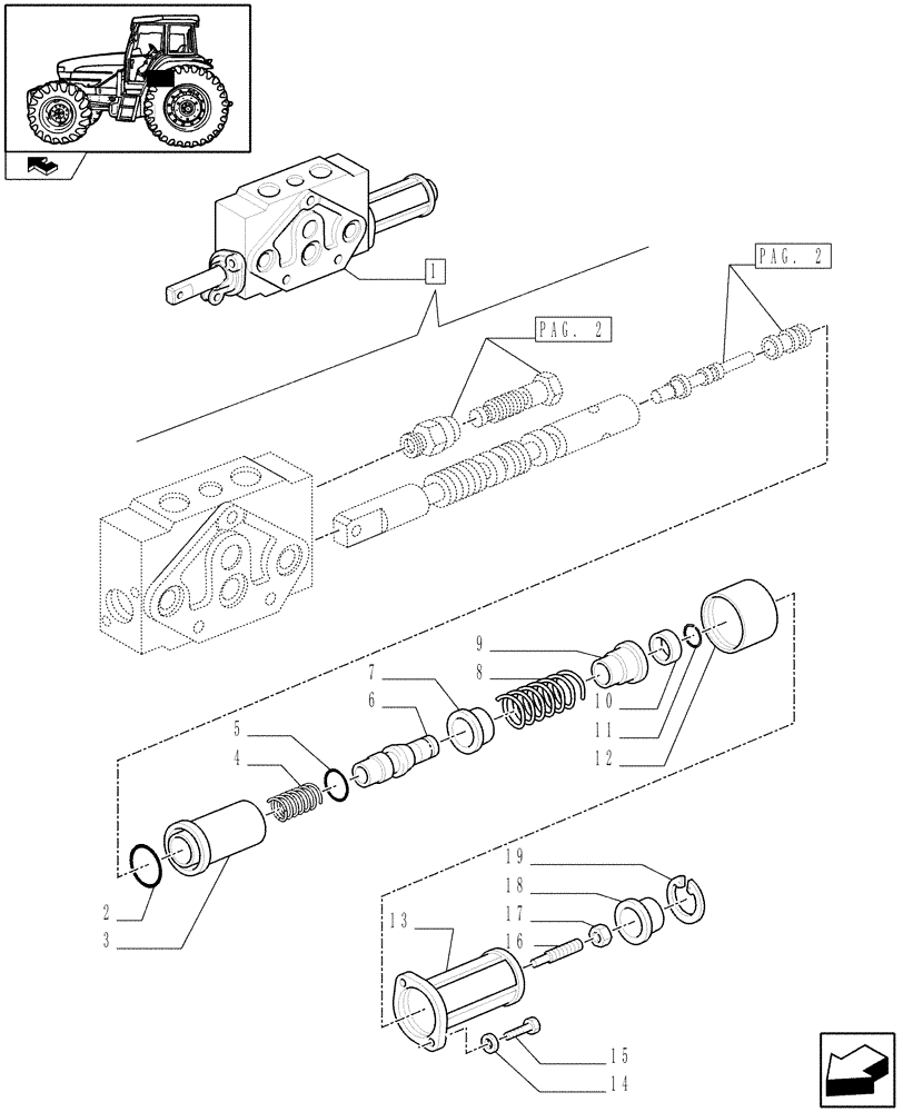 Схема запчастей Case IH FARMALL 95U - (1.82.7/02A[03]) - DOUBLE - ACTING EXTERNAL CONTROL VALVE WITH FLOAT AND AUTOMATIC CUTOUT - BREAKDOWN (07) - HYDRAULIC SYSTEM