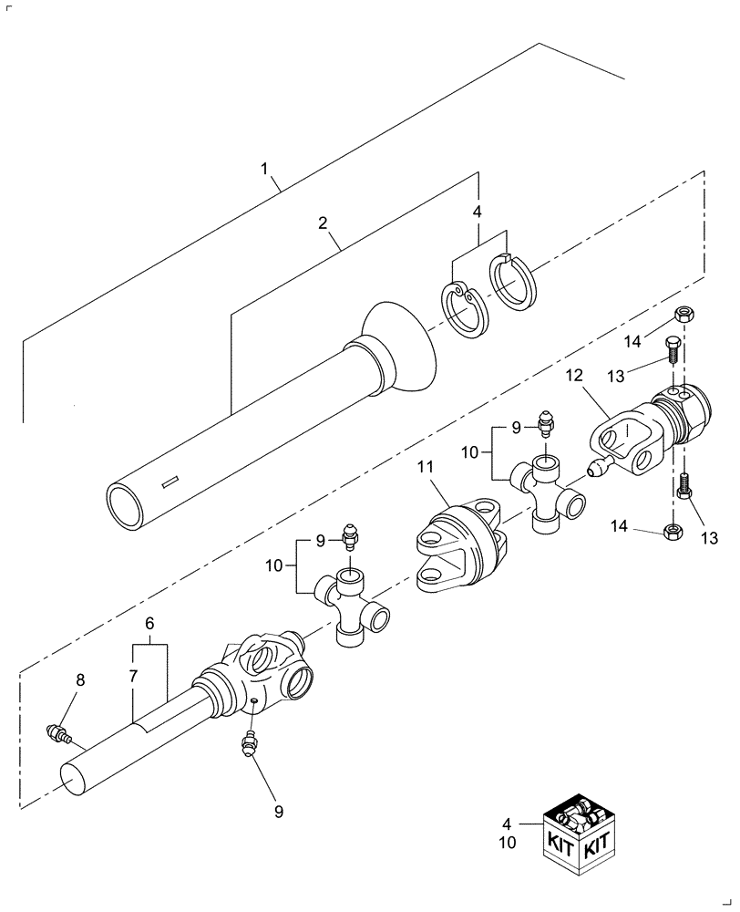 Схема запчастей Case IH DC132 - (01.02) - PRIMARY PTO, REAR HALF, NOT FOR SWIVEL HITCH (01) - PTO DRIVE SHAFT