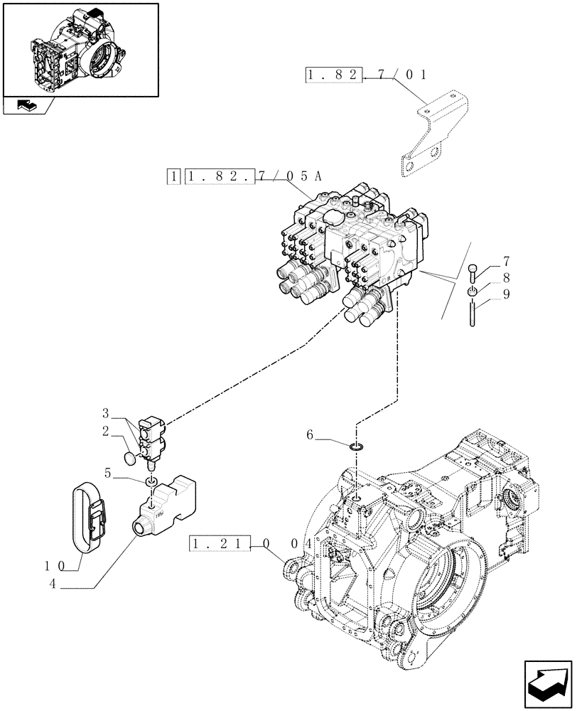 Схема запчастей Case IH PUMA 195 - (1.82.7/05) - (VAR.252) REAR ELECTRONIC REMOTE CONTROL VALVES WITH 5 ELEMENTS (07) - HYDRAULIC SYSTEM