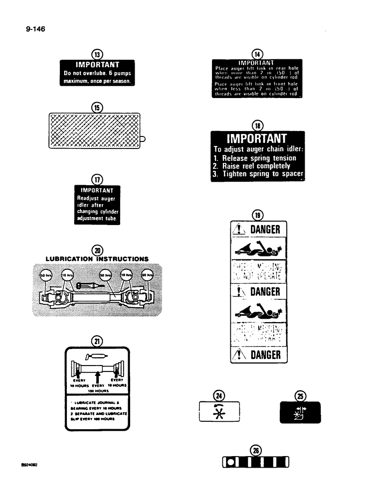 Схема запчастей Case IH 1010 - (9-146) - DECALS, ENGLISH LANGUAGE, FRENCH LANGUAGE, SPANISH LANGUAGE (90) - PLATFORM, CAB, BODYWORK AND DECALS